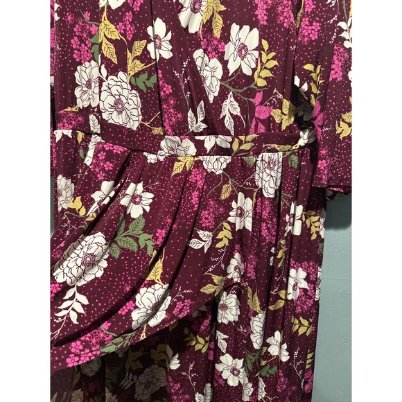 Torrid Women’s Size 2 Burgundy Floral Dress Plus Size Romantic Y2K Style Cottage - Picture 3 of 8